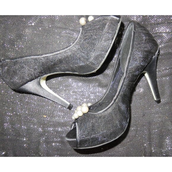 PACO MENA by MENBUR Pearl Embellished Leather Peep Toe Pumps size 37 - Picture 7 of 11